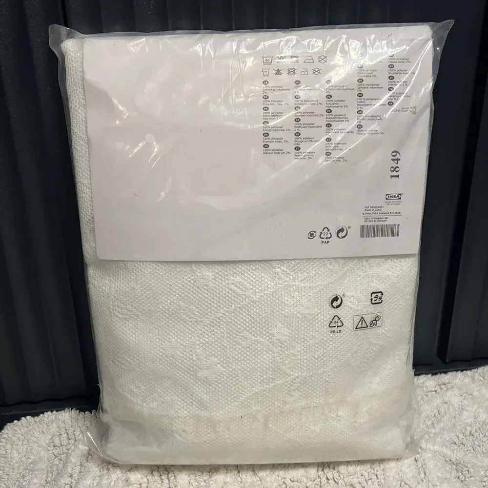 Ikea Lillyana Pair Sheer Net Curtains White Flowers Lace Scallop Panels 98” Long